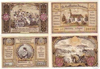 4 Banknoten Notgeld der Stadt Hohenfriedeberg um 1922