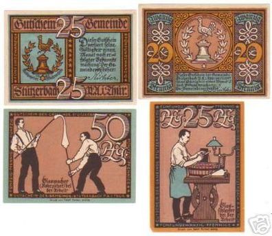 4 Banknoten Notgeld der Stadt Stützerbach 1921