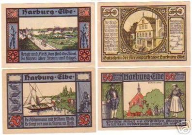 4 Banknoten Notgeld Kreissparkasse Harburg Elbe 1921