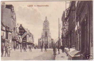 19005 Ak Lens Frankreich Hauptstrasse um 1915