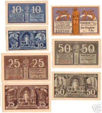 7 Banknoten Notgeld der Stadt Halberstadt 1921