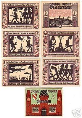 7 Banknoten Notgeld der Stadt Glauchau 1921