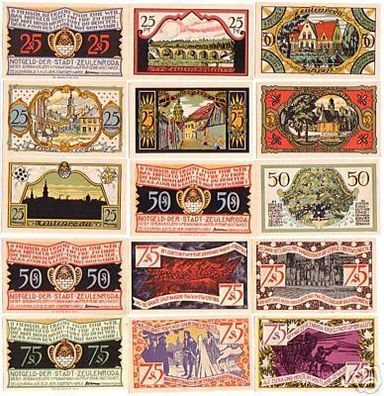 15 Banknoten Notgeld der Stadt Zeulenroda 1921