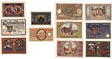 11 Banknoten Notgeld der Stadt Meiningen 1921
