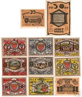 11 Banknoten Notgeld der Stadt Warin um 1922