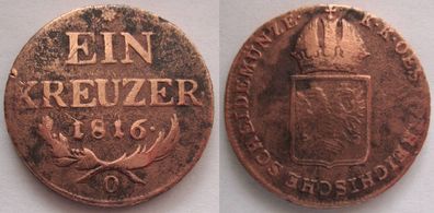 Österreich, Franz I., 1 Kreuzer 1816 O. Super Erhaltung. Jahr: 1816, Motiv: Wappen.
