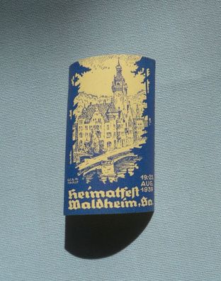 alter Papier Aufkleber Heimatfest Waldheim , Sachsen 19. - 23. Aug. 1939