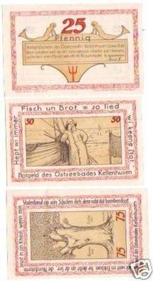 3 Banknoten Notgeld der Gemeinde Kellenhusen um 1921