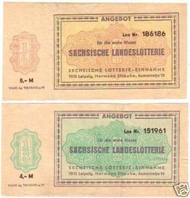 2 Originallose sächsische Landeslotterie 1946