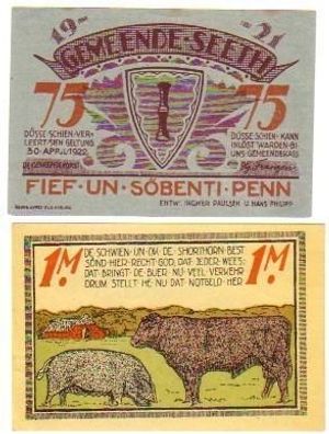 2 Banknoten Notgeld der Gemeinde Seeth 1921