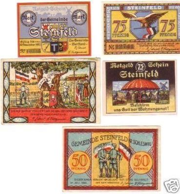 5 Banknoten Notgeld der Gemeinde Steinfeld 1920