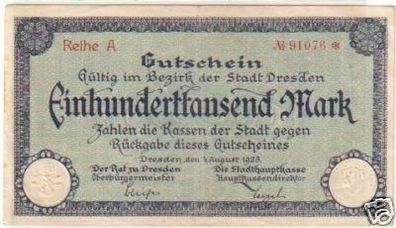 Banknote Inflation 100000 Mark Dresden 04.08.1923