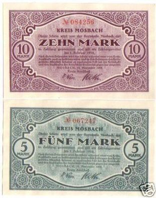 2 Banknoten Großnotgeld Kreis Mosbach 1918