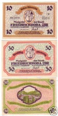 3 Banknoten Notgeld der Stadt Friedrichroda um 1920
