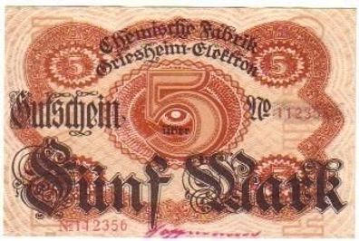 Banknote 5 Mark Großnotgeld Stadt Frankfurt a.M. 1918