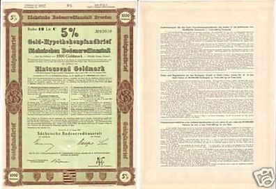 Pfandbrief Sächsische Bodencreditanstalt 1927