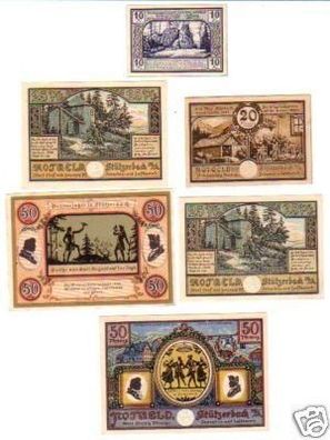 6 Banknoten Notgeld der Gemeinde Stützerbach 1921