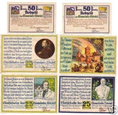 6 Banknoten Notgeld der Gemeinde Stotel 1921