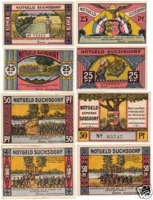 7 Banknoten Notgeld der Gemeinde Suchsdorf um 1921