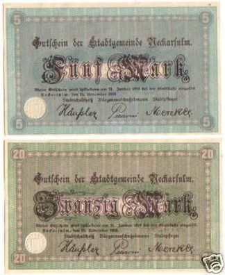 2 Banknoten Großnotgeld Stadtgemeinde Neckarsulm 1918