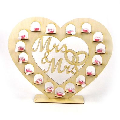 Rocher - Herz - Hochzeit - Display - Ständer aus Holz 35 cm Mrs & Mrs