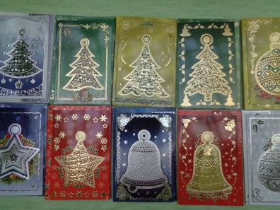 TBZ 3-fach Passpartout Karten geprägt folienverz Weihnachten Anhänger Schmuckumschlag