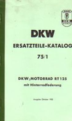 DKW Ersatzteile Liste 75/1, RT 125 H , Motorrad, Oldtimer