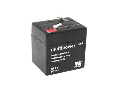 Multipower MP1-6 AGM Bleiakku 6V 1Ah wartungsfrei Lead Acid VRLA Vlies Battery