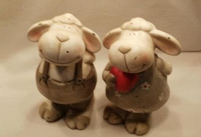 2 süße Schafe aus Keramik