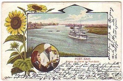 16827 Ak Port Said Eingang zum Suezkanal um 1900