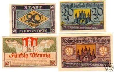 4 Banknoten Notgeld Stadt Meiningen 1920-1921