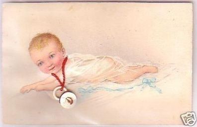 18573 Mechanische Ak Baby mit Schnuller um 1920