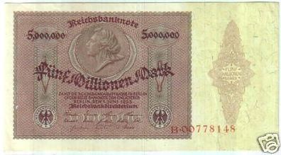 seltene Banknote 5 Millionen Mark 1.6.1923 Rosenberg 88