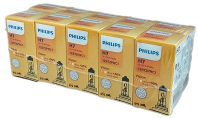 H7 Philips Vision PX26d + 30% mehr Licht 10 Stück 12972PRC1