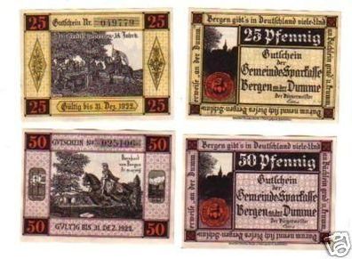 2 Banknoten Notgeld Bergen an der Dumme um 1920