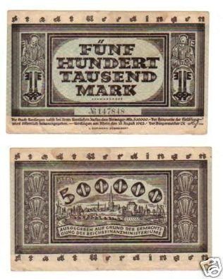 Banknote Inflation 500000 Mark Stadt Uerdingen 1923