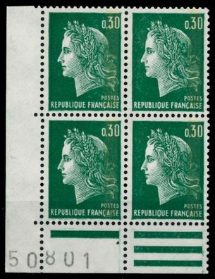 Frankreich 1969 Nr 1649IIy postfrisch Viererblock ECKE-U X88D36E