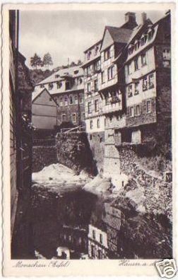 20557 Ak Monschau (Eifel) Häuser an der Ruhr um 1920