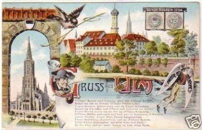 20610 Ak Lithographie Gruss aus Ulm 1910