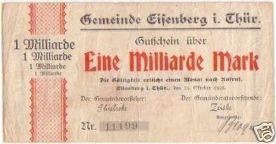 Banknote Inflation 1 Mrd. Mark Eisenberg 26.10.1923