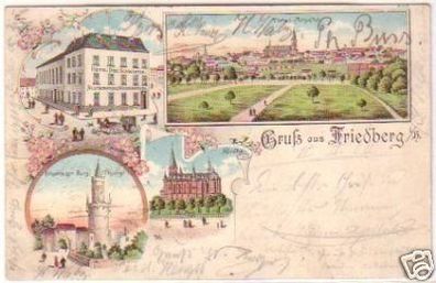 20627 Lithografie Gruß aus Friedberg Hotel usw. 1902