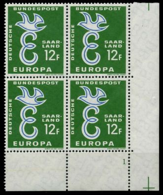 SAAR OPD 1958 Nr 439 postfrisch Viererblock Formnummer X976D22