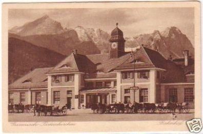 21025 Ak Garmisch Partenkirchen Bahnhof um 1920