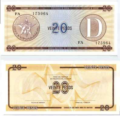 20 Peso Serie B Banknote Kuba Karibik kassenfrisch (123823)