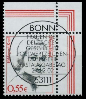 BRD DS FRAUEN Nr 2296 zentrisch gestempelt ECKE-ORE X70F20A
