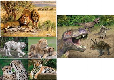 TischSet 3 D Löwen T-Rex Platzset 2erSet Platzdeckchen Poster Bilder Tiere Wildtiere