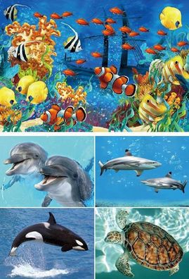TischSet 3 D Seaworld / Wassertiere Platzset 2erSet Platzdeckchen Poster Bilder Tiere