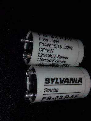 2x Sylvania Starter FS-22 F4W...8W F14W,15,18...22W CF18W 220/240V Series 110130