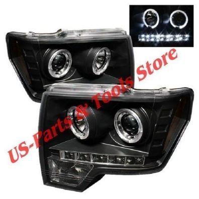 Für Ford F150 09 -14 Projector Scheinwerfer Dual Angeleyes LED NEU 2009 2013 Blk 2014