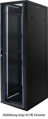 18 HE 19" Serverschrank mit Glastür (BxTxH) 600x800x1000mm